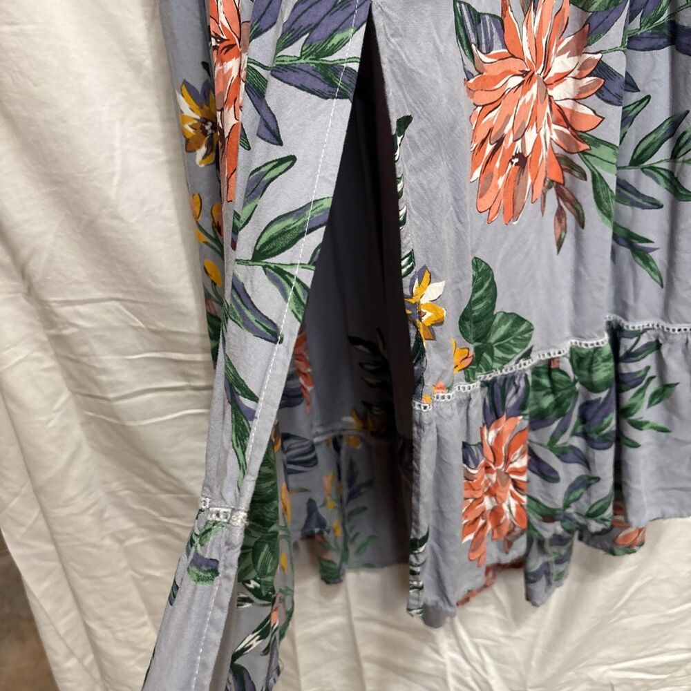 Patrons of Peace Gray Tropical Floral Maxi Skirt - Perfect Summer Vacation Boho - Picture 5 of 8
